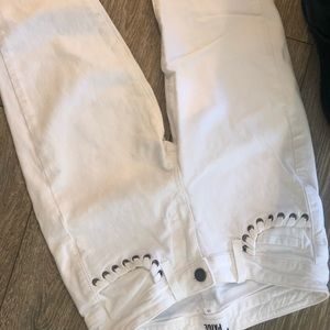 Never worn! White PAIGE jeans with stitching.